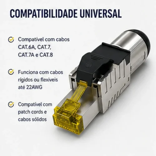 Imagem 4 de 5 do produto 2 Conector Rj45 Cat8 Blindado Toolless Stp 40gbps 2000mhz