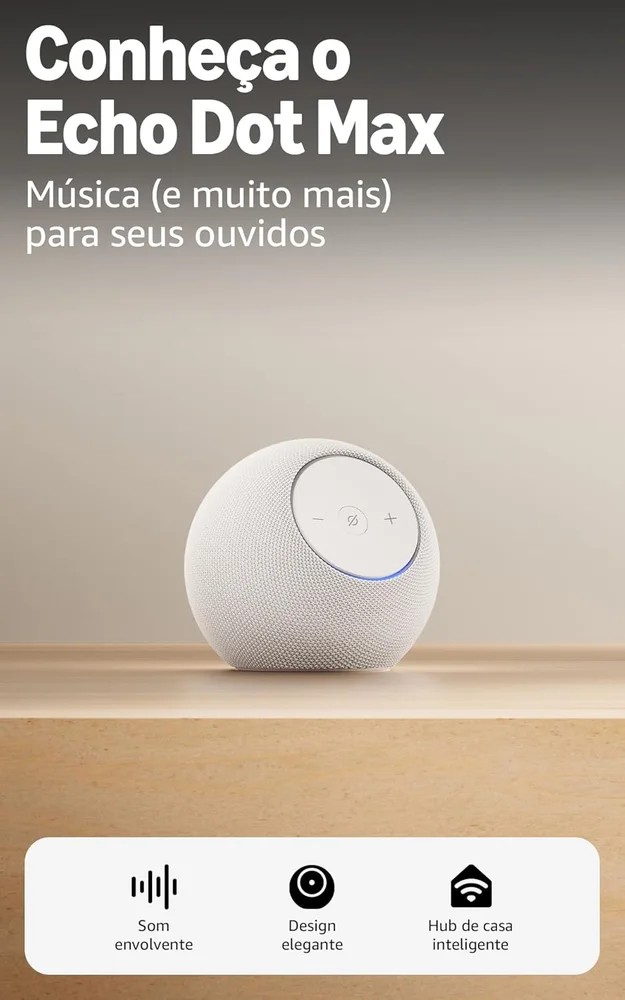 Imagem 2 de 5 do produto Amazon Echo Dot Max ( Geração Mais Recente 2025), Cor Branca - Smart Speaker Com Alexa, Som Envolvente E Hub De Casa Inteligente Integrado,