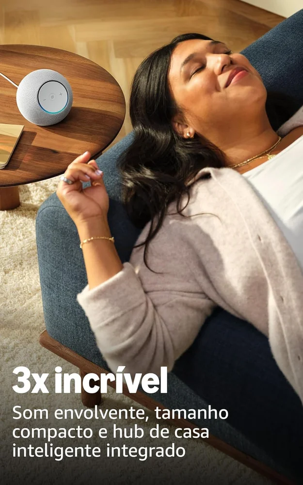 Imagem 4 de 5 do produto Amazon Echo Dot Max ( Geração Mais Recente 2025), Cor Branca - Smart Speaker Com Alexa, Som Envolvente E Hub De Casa Inteligente Integrado,
