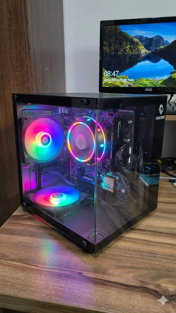 Computador Gamer Asus, Intel i5 7500 7°Geração, 16GB RAM, SSD 756GB + HD 500GB, Windows 10 Pro, Gabinete Aquário - view 3