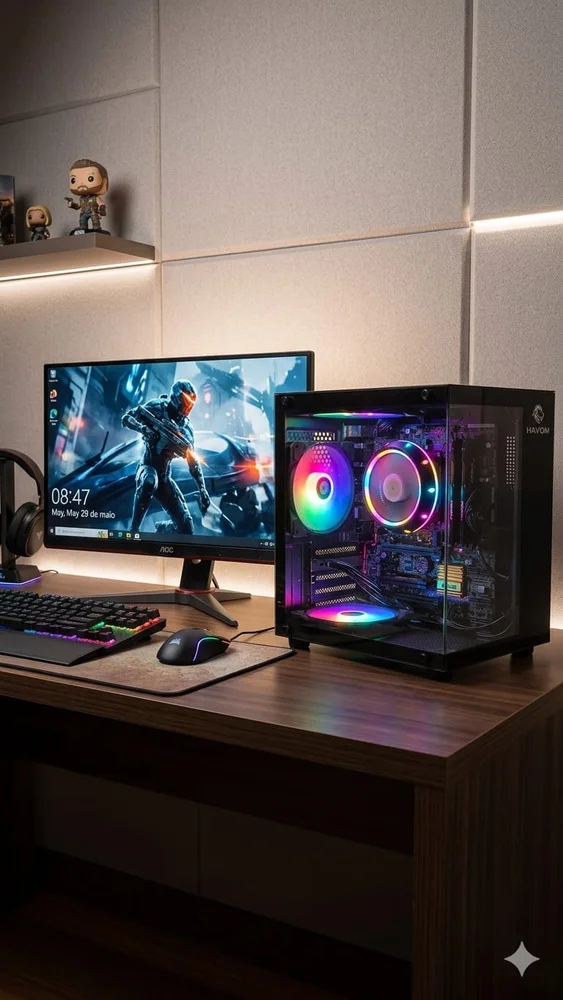 Computador Gamer Asus, Intel i5 7500 7°Geração, 16GB RAM, SSD 756GB + HD 500GB, Windows 10 Pro, Gabinete Aquário - view 4