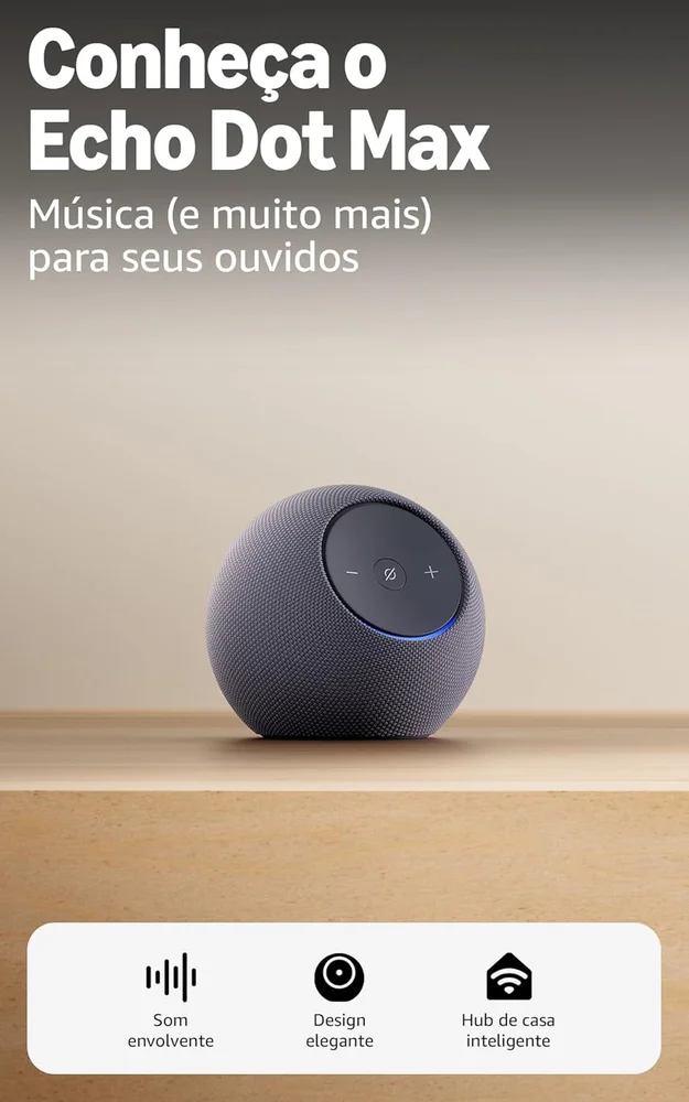 Imagem 3 de 5 do produto Amazon Echo Dot Max ( Geração Mais Recente 2025), Cor Grafite - Smart Speaker Com Alexa, Som Envolvente E Hub De Casa Inteligente Integrado,