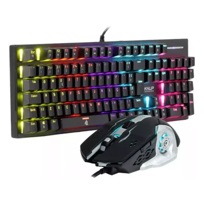 Kit Gamer Teclado Mecanico E Mouse, RGB, Knup, Kpte131