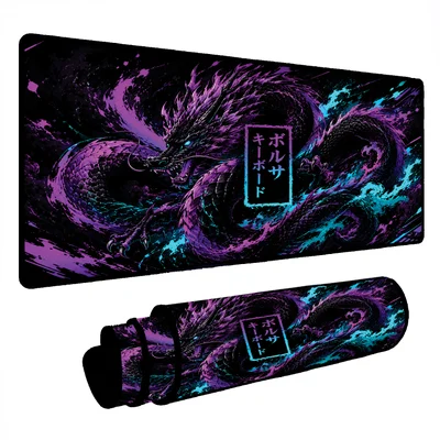 Novo Mouse Pad Gamer Deskpad Speed Extra Grande Borda Costurada Profissional 70x35  - Dragão Astral