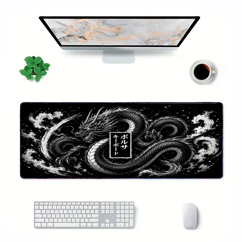 Novo Mouse Pad Gamer Deskpad Speed Extra Grande Borda Costurada Profissional 120x40  - Dragão Arcano