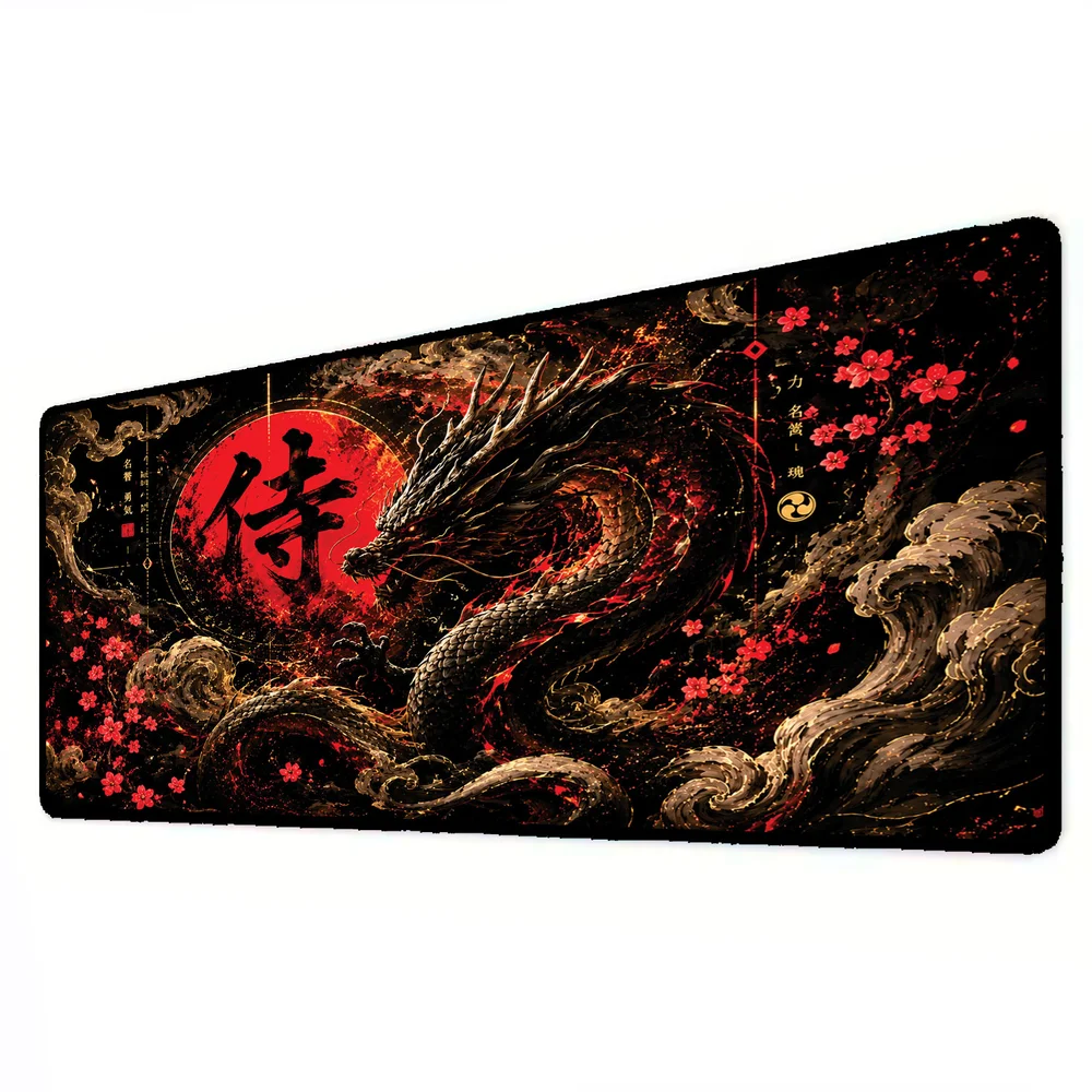 Imagem 4 de 5 do produto Novo Mouse Pad Gamer Deskpad Speed Extra Grande Borda Costurada Profissional 90x40  - Chama Do Dragão