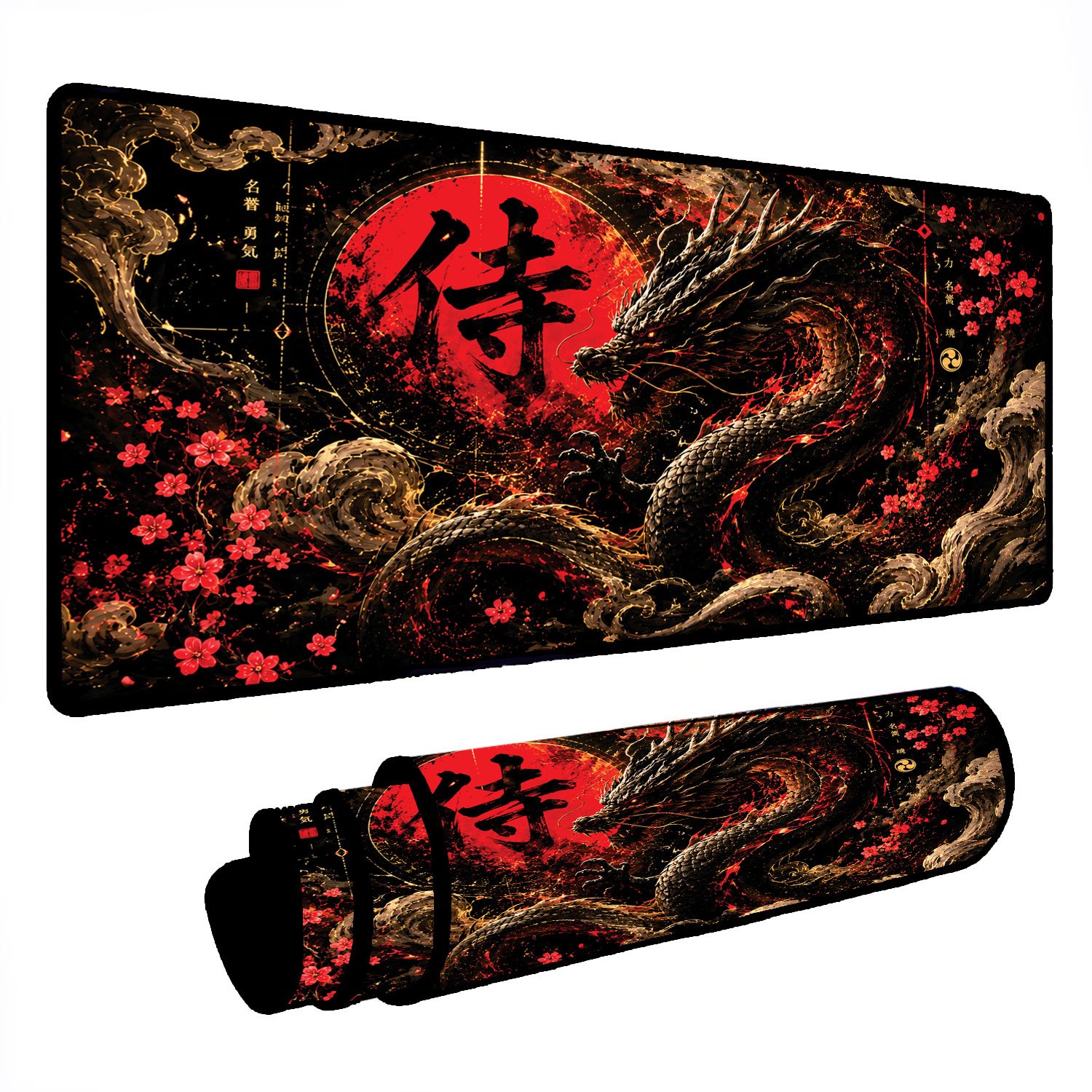 Novo Mouse Pad Gamer Deskpad Speed Extra Grande Borda Costurada Profissional 70x30  - Chama Do Dragão