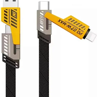 Cabo Reforçado 4 Em 1 65w Turbo Carregamento Rápido Usb C Multi Conectores Nylon 1,m Resistente
