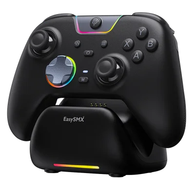 Controle Easysmx X05 Sem Fio Hall Effect RGB C/ Dock de Carregamento