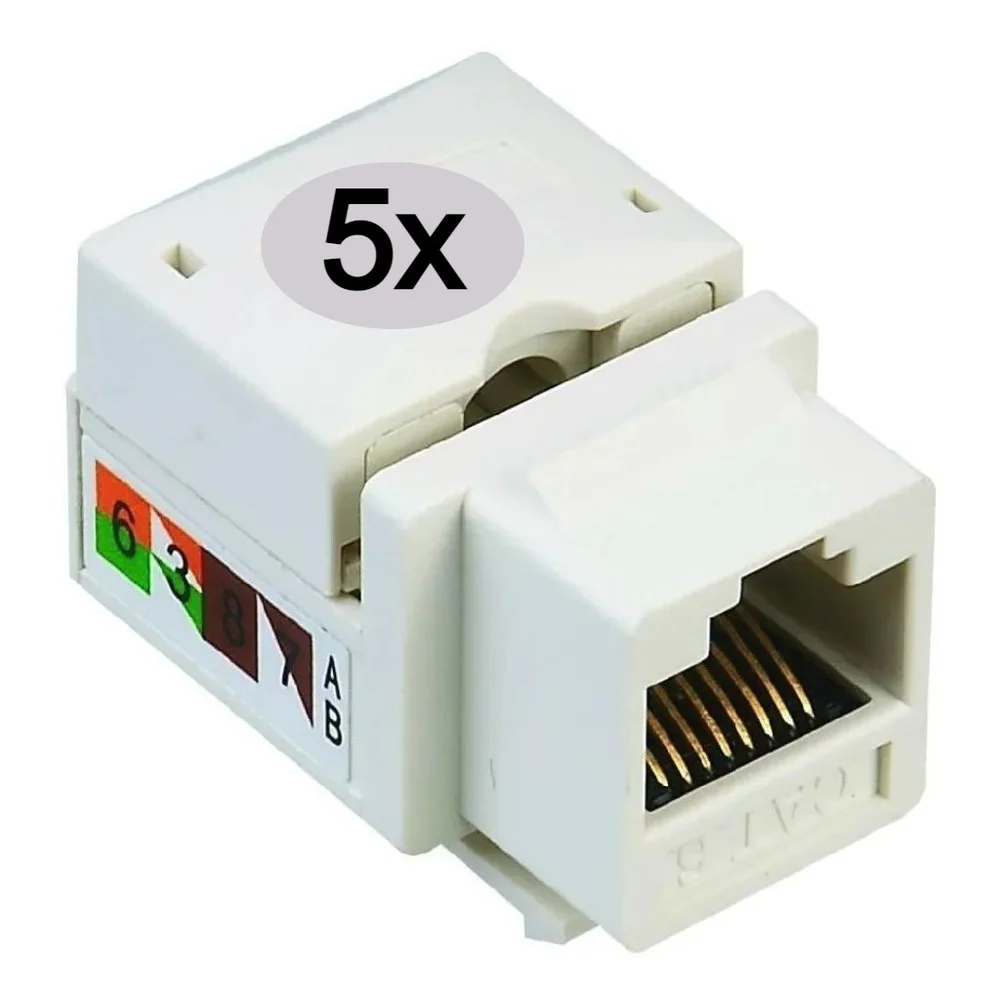 Imagem 2 de 4 do produto 5x Conector Keystone Cat5e Fêmea Rj45 Tomada
