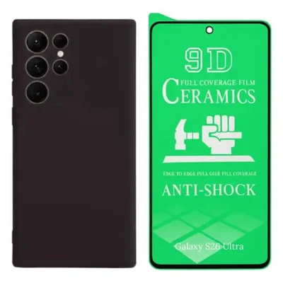 Capa Silicone Aveludada + Película Cerâmica 9d Para Samsung Galaxy S26 Ultra 5g