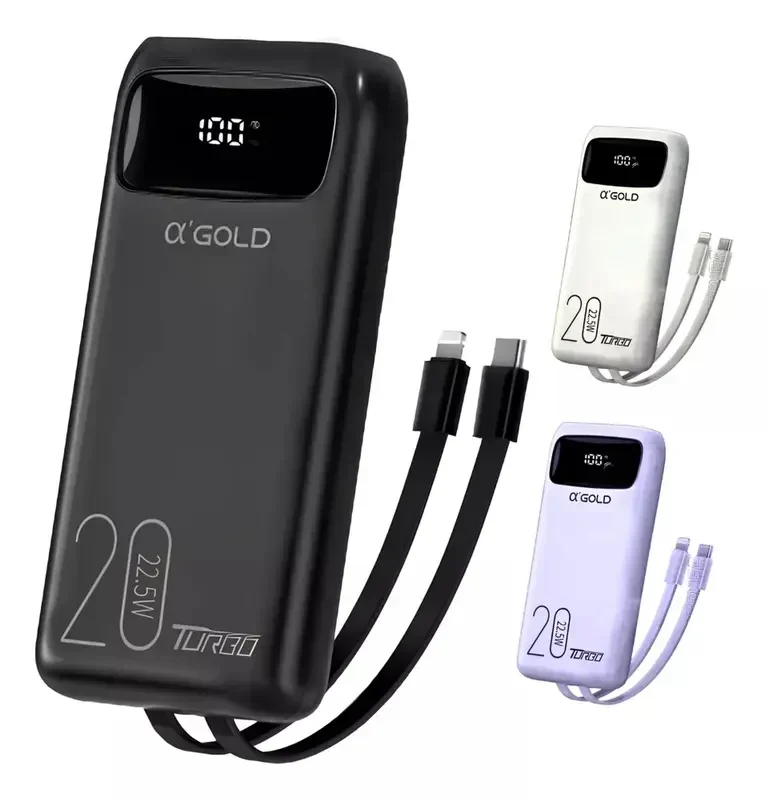 Carregador Portátil 20000 Mah Power Bank 3em1