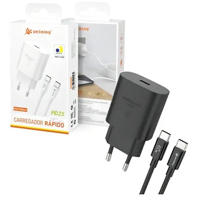 Carregador Turbo 25w Tipo-c Pei-pd003-5 Preto