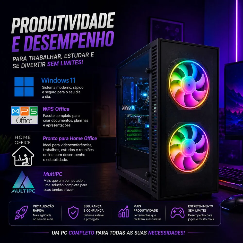 PC Gamer Completo i7 3ª Geração 16gb SSD 512gb Rx550 Tpm 2.0 Win 11 - view 4