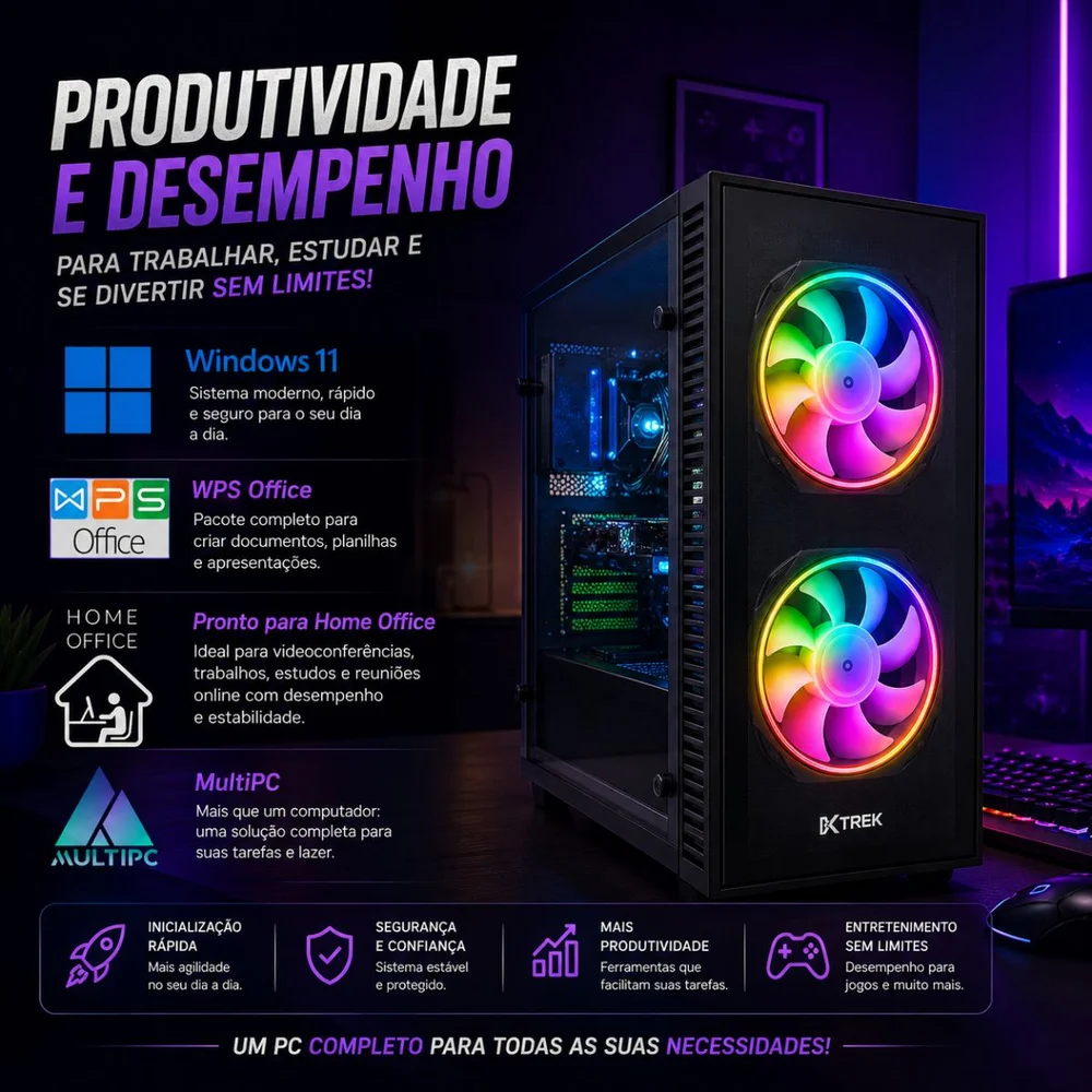 PC Gamer Completo i7 3ª Geração 16gb SSD 256gb Rx550 Tpm 2.0 Win 11 - view 4