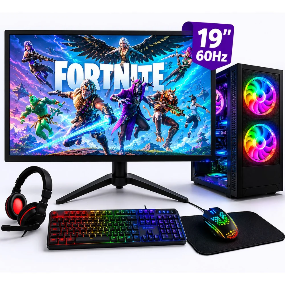 PC Gamer Completo i5 3ª Geração 16gb Ram SSD 512gb Rx 550 4gb Tpm 2.0 WINDOWS 11 Pro + Monitor 19" + Kit Gamer Completo