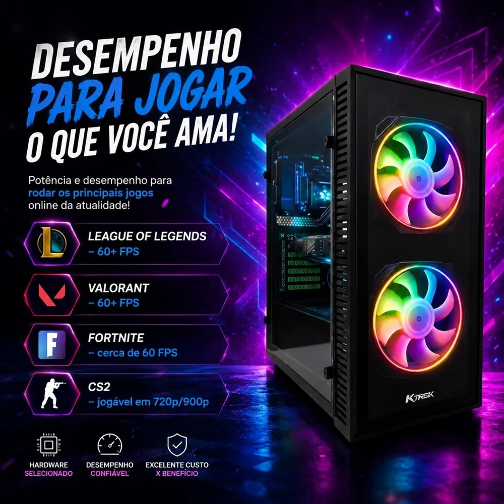 PC Gamer Completo i5 3ª Geração 16gb Ram SSD 512gb Rx 550 4gb Tpm 2.0 WINDOWS 11 Pro + Monitor 19" + Kit Gamer Completo - view 2