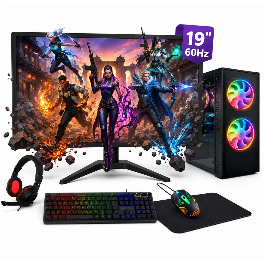 PC Gamer Completo i5 3ª Geração 16gb Ram SSD 512gb Rx 550 4gb Tpm 2.0 WINDOWS 11 Pro + Monitor 19" + Kit Gamer Completo