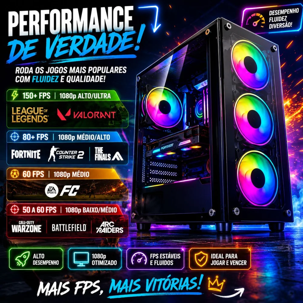 PC Gamer Completo i7 3ª Geração 16gb Ram SSD 512gb Rx580 8GB Tpm 2.0 WINDOWS 11 Pro + Monitor 19" + Kit Gamer Completo - view 5