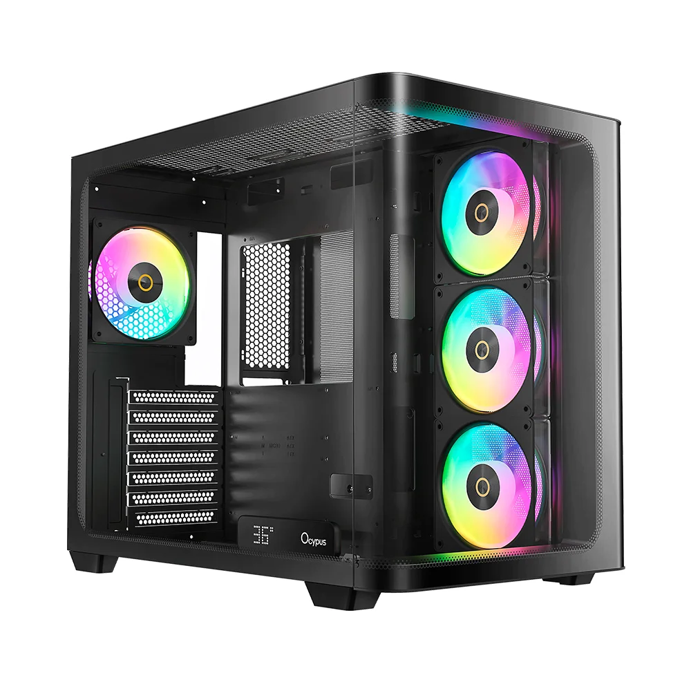 Gabinete Gamer Ocypus Iota C70 Curve Atx ARGB Digital Com Fan Preto