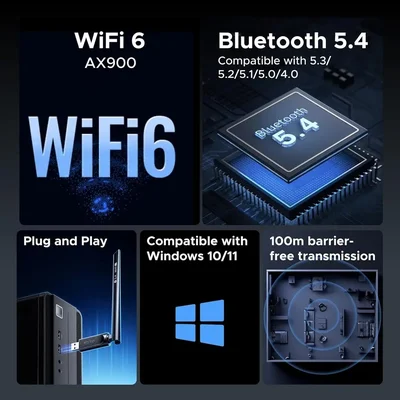 Adaptador Wifi 6 Usb 3.0 Dual Band Ax900mbps Bluetooth C/antena — foto 3