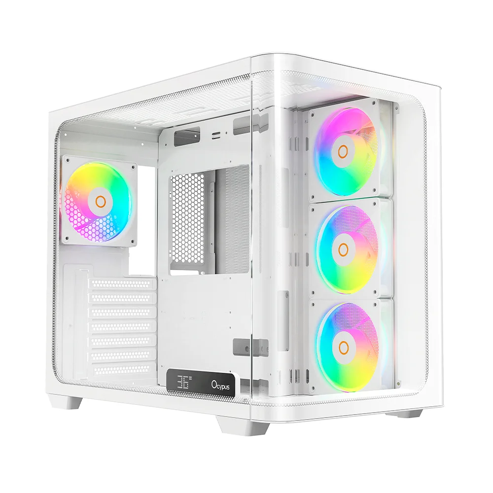 Gabinete Gamer Ocypus Iota C70 Curve Atx ARGB Digital Com Fan Branco