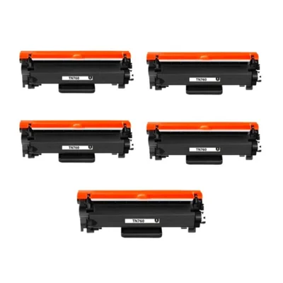Kit 5 Toners Compatíveis Premium Para Brother Tn760 - 3k