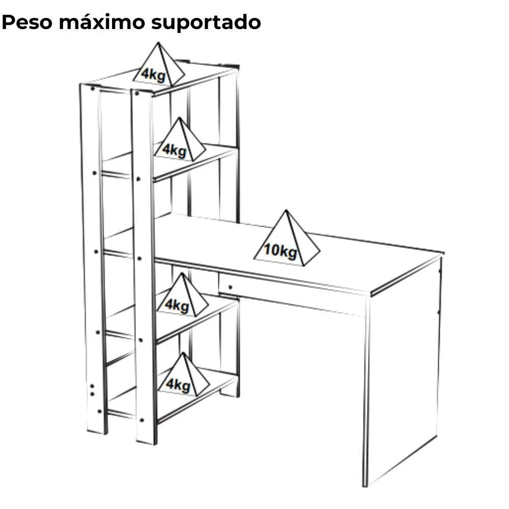 Imagem 3 de 5 do produto Mesa Escrivaninha Retangular Mach Industrial Mdp 120 Cm Off White Carvalho