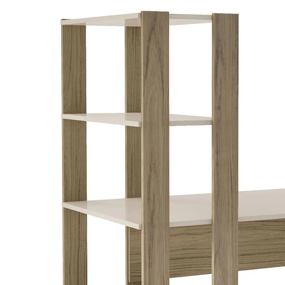 Imagem 4 de 5 do produto Mesa Escrivaninha Retangular Mach Industrial Mdp 120 Cm Off White Carvalho