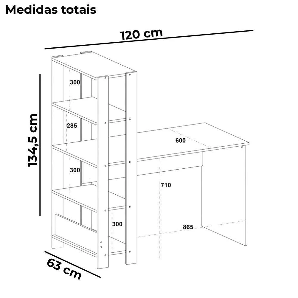 Imagem 5 de 5 do produto Mesa Escrivaninha Retangular Mach Industrial Mdp 120 Cm Off White Carvalho