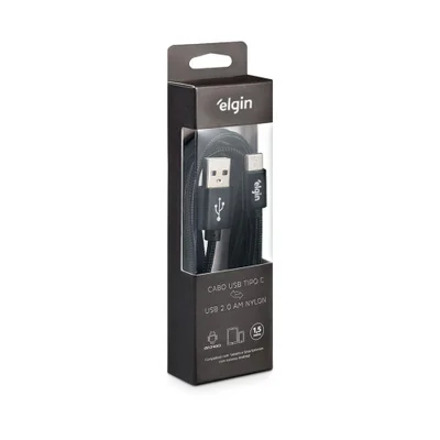 Cabo Usb-c Nylon Preto 1,5m 480mbps