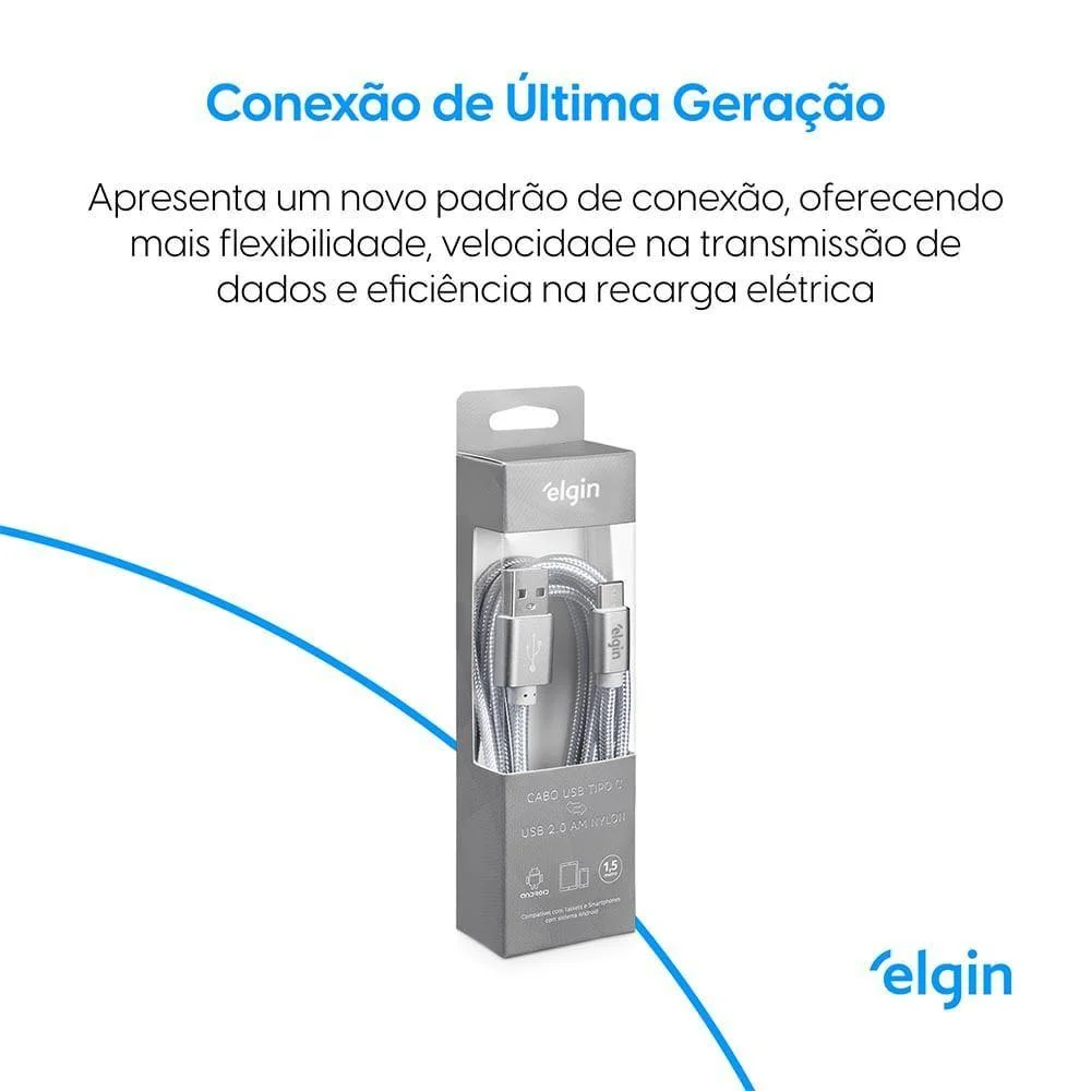 Imagem 4 de 5 do produto Cabo Usb-c Nylon Cinza 1,5m 480mbps Com Dispositivos