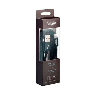 Cabo Usb Lightning Nylon Preto 1,5m 480mbps Com Aparelhos