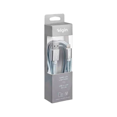 Cabo Usb Lightning Nylon Cinza 1,5m 480mbps Com Aparelhos