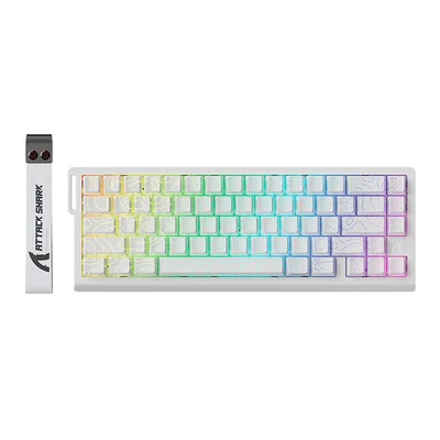 Teclado Magnetico Attack Shark X68pro He, RGB, Switch Magnetico Linear, Tri-mode, Branco