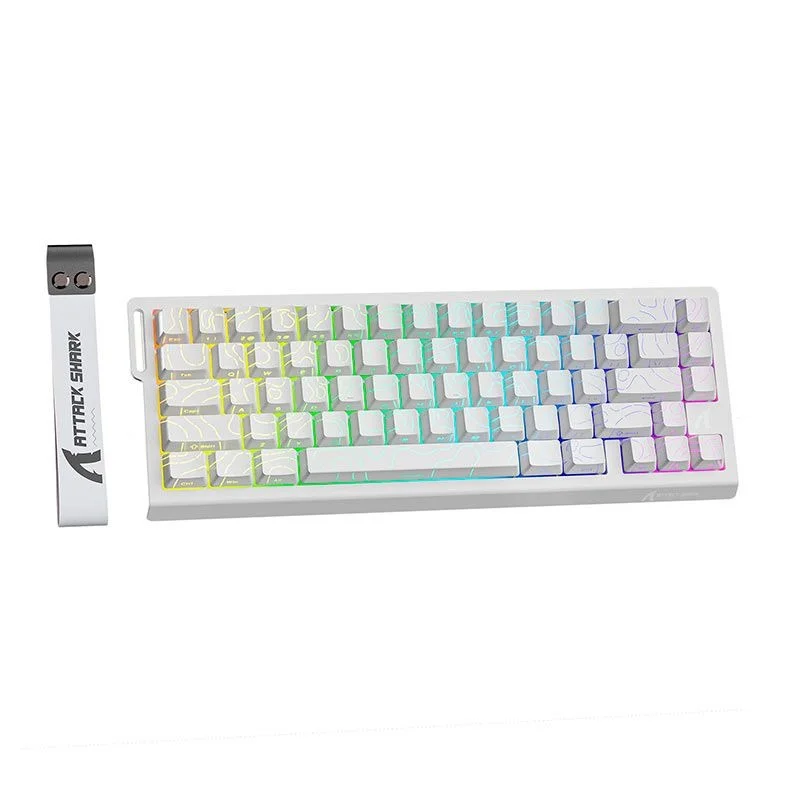 Imagem 2 de 3 do produto Teclado Magnetico Attack Shark X68pro He, RGB, Switch Magnetico Linear, Tri-mode, Branco