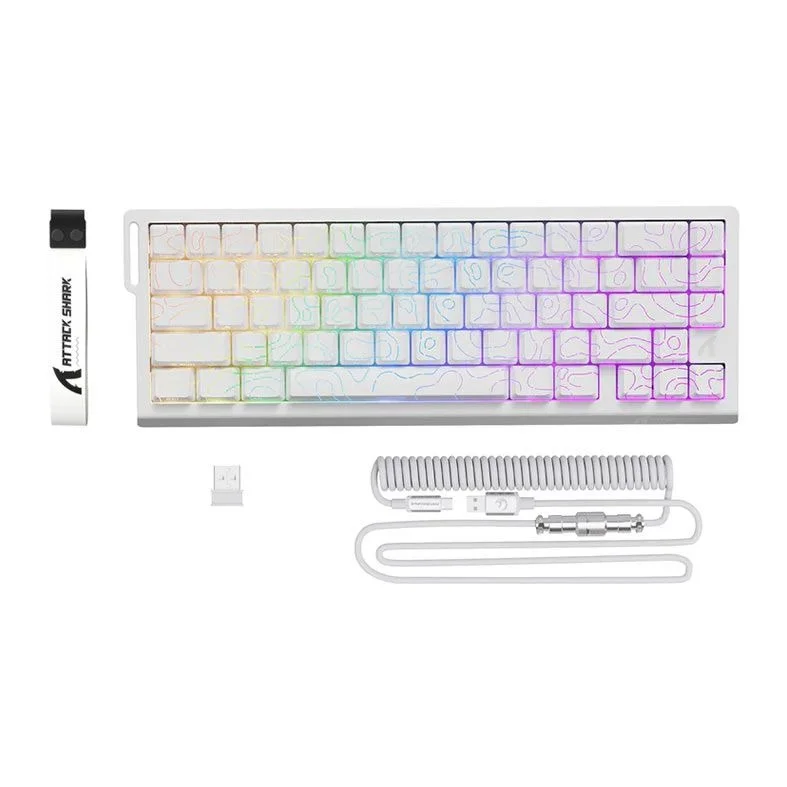 Imagem 3 de 3 do produto Teclado Magnetico Attack Shark X68pro He, RGB, Switch Magnetico Linear, Tri-mode, Branco