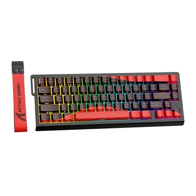 Teclado Magnetico Attack Shark X68pro He, RGB, Switch Magnetico Linear, Tri-mode, Vermelho
