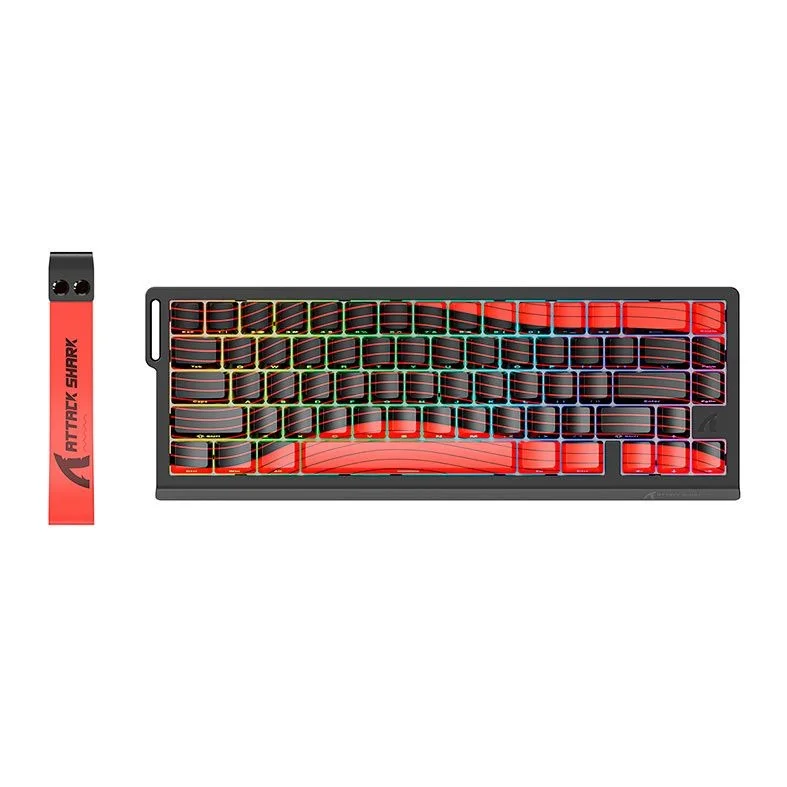 Imagem 2 de 3 do produto Teclado Magnetico Attack Shark X68pro He, RGB, Switch Magnetico Linear, Tri-mode, Vermelho