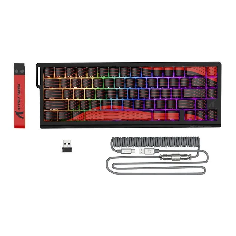 Imagem 3 de 3 do produto Teclado Magnetico Attack Shark X68pro He, RGB, Switch Magnetico Linear, Tri-mode, Vermelho