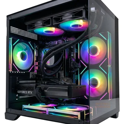 PC Gamer Aquário Preto Ryzen 7 5700x RTX 5050 8GB 16gb Ram SSD 1TB Water Cooler 240mm WINDOWS 11 Pro