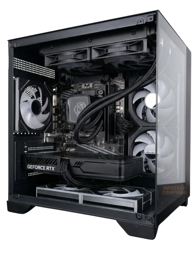 PC Gamer Aquário Preto Ryzen 7 5700x RTX 5050 8GB 16gb Ram SSD 1TB Water Cooler 240mm WINDOWS 11 Pro - view 2