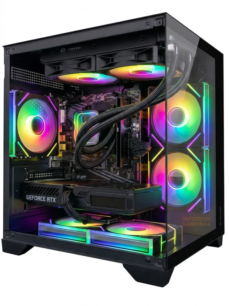 PC Gamer Aquário Preto Ryzen 7 5700x RTX 5050 8GB 16gb Ram SSD 1TB Water Cooler 240mm WINDOWS 11 Pro - view 3