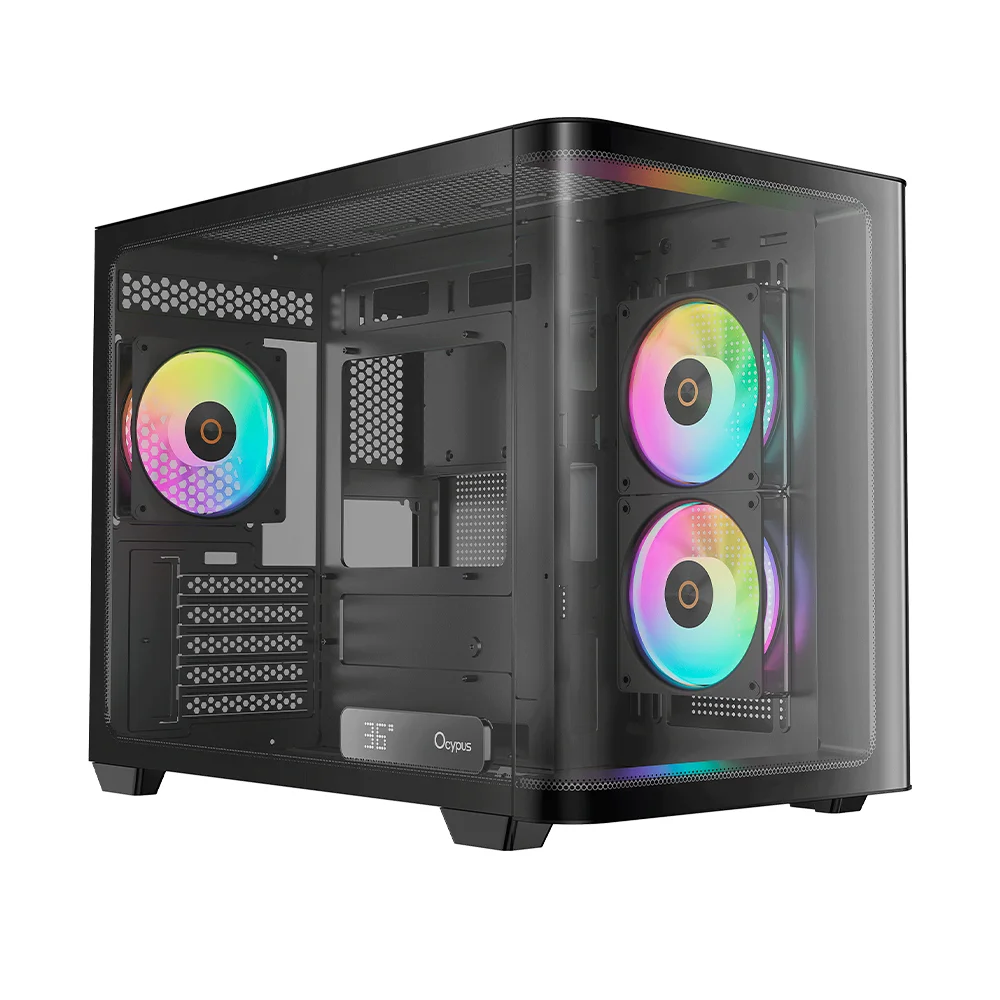 Gabinete Gamer Ocypus Iota C50 Curve Atx ARGB Digital Com Fan Preto