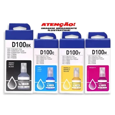 Kit Tintas Bt-d100 Bt D100 4x Cores Dcp-t230 Dcp-t430w Dcp-t530dw Dcp-t730dw