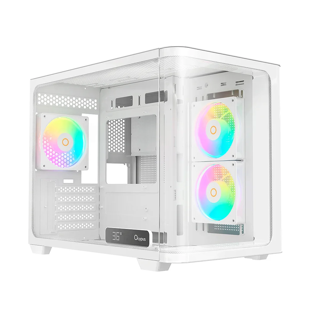 Gabinete Gamer Ocypus Iota C50 Curve Atx ARGB Digital Com Fan Branco