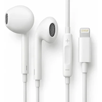 Fone Ouvido Com Fio Compatível Iphone Com Entrada Lightning Cor Branco