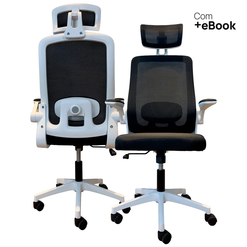 Imagem 3 de 5 do produto Cadeira De Escritório Oficial Presidente Prime Executiva - Branco E Preto - 3