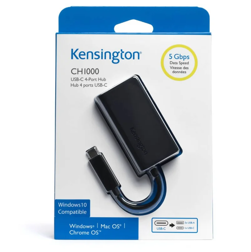 Imagem 3 de 4 do produto Hub Usb-c 4 Portas Kensington Ch1000 Expansor Usb Para Notebook Macbook E Ultrabook