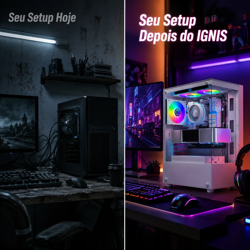 Imagem 3 de 5 do produto Gabinete Gamer Arvex Ignis Branco Mid Tower Lateral E Frontal Em Vidro Temperado Com 3 Fans RGB